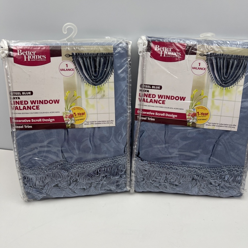 Better Homes and‎ Gardens Lined Window Valances (Set of 2) Steel Blue Maya